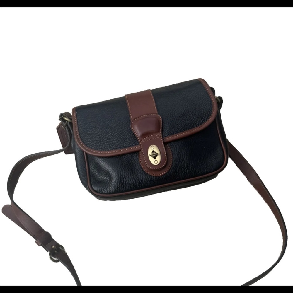 Vintage Rare Coach Sheridan Pebbled Leather Black Crossbody Bag #1246-225 1980s